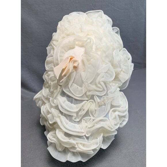 Vintage Womens Ivory Ruffled Sleeping Cap - Picture 10 of 14